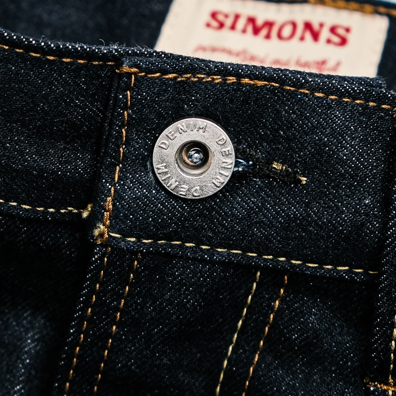 Simons  55501 Men Vintage Selvedge Denim Jeans High Waist Heavy 15ozRaw Denim pants Amekaji