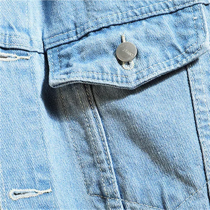 

Jacket Men Hooded Casual Men Jean Jackets Streetwear Solid Color Turn Down Collar Denim Coats Men Jacktes Hat Detachable