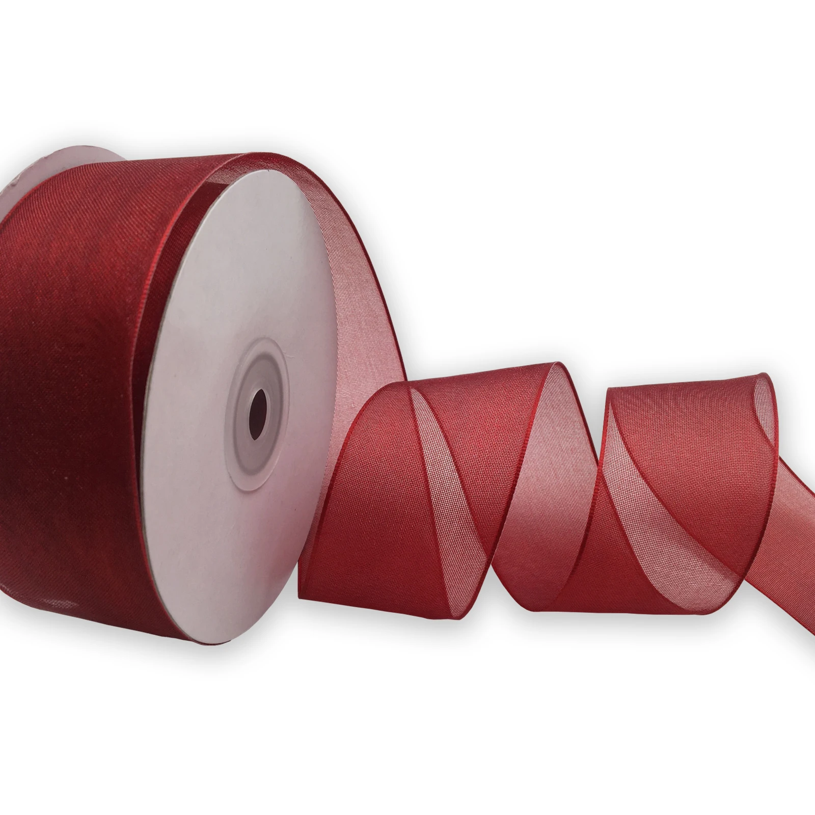 

25Yards 38mm Wired Edge Wine Organza Ribbon for Birthday Christmas Packaging Wrapping Decoration DIY
