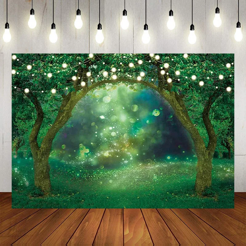 

Fantasy Forest Fairy Tale Ivy Night Moon Stars Photography Backdrop Happy Birthday Party Background Banner Decoration