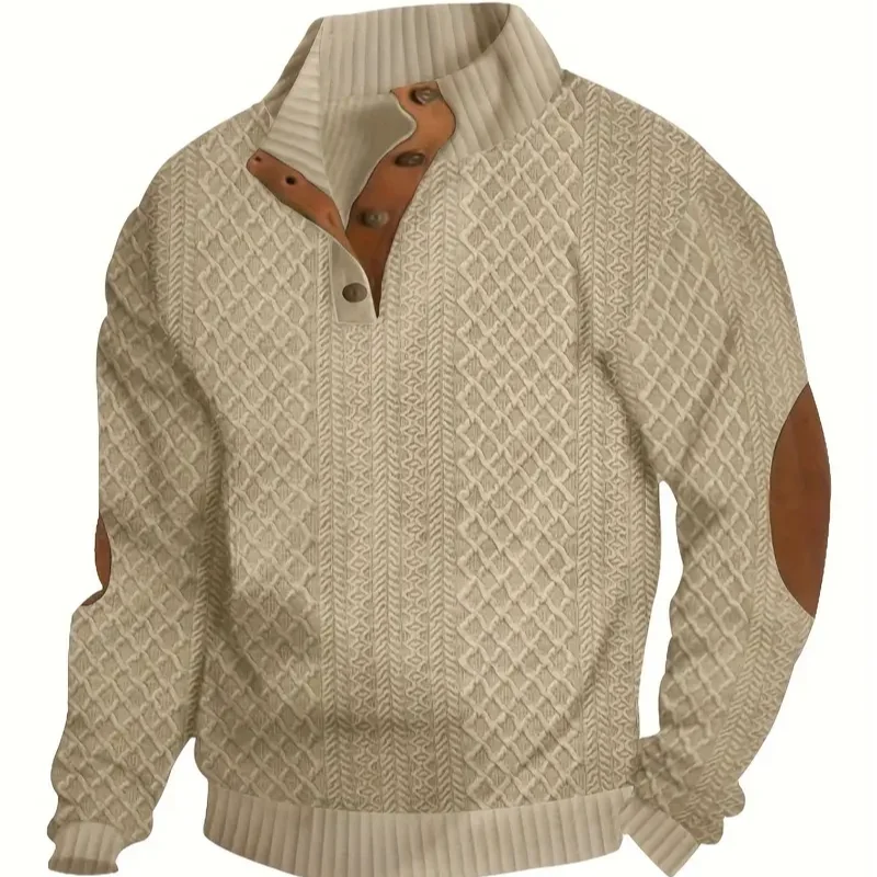 Мужская рубашка-поло на пуговицах с воротником-стойкой