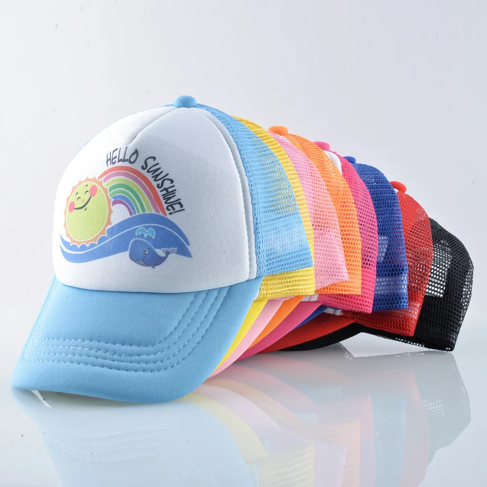 

Cartoon sunrise sea children's net hat men's and women's baby printed baseball cap children's outdoor sun shading curved brim ca