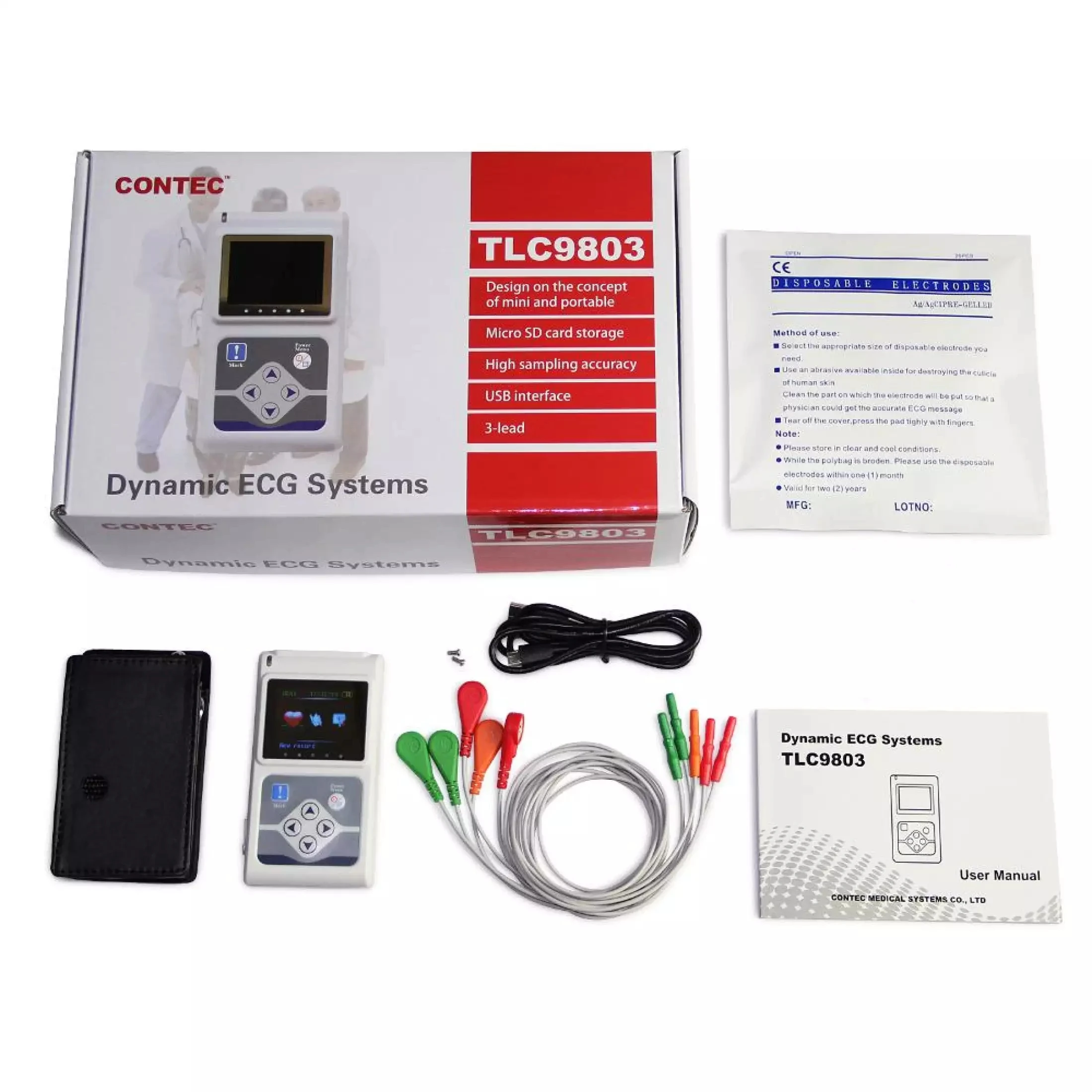 CONTEC ECG Holter динамическая система контроля ЭКГ 24-часовой диктофон TLC9803 бесплатный