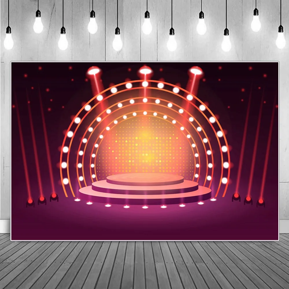 Neon Circus Stage Birthday Decoration Photography Backdrops Custom Children Curtain Glitters Spotlights Studio Photo Backgrounds enlarge