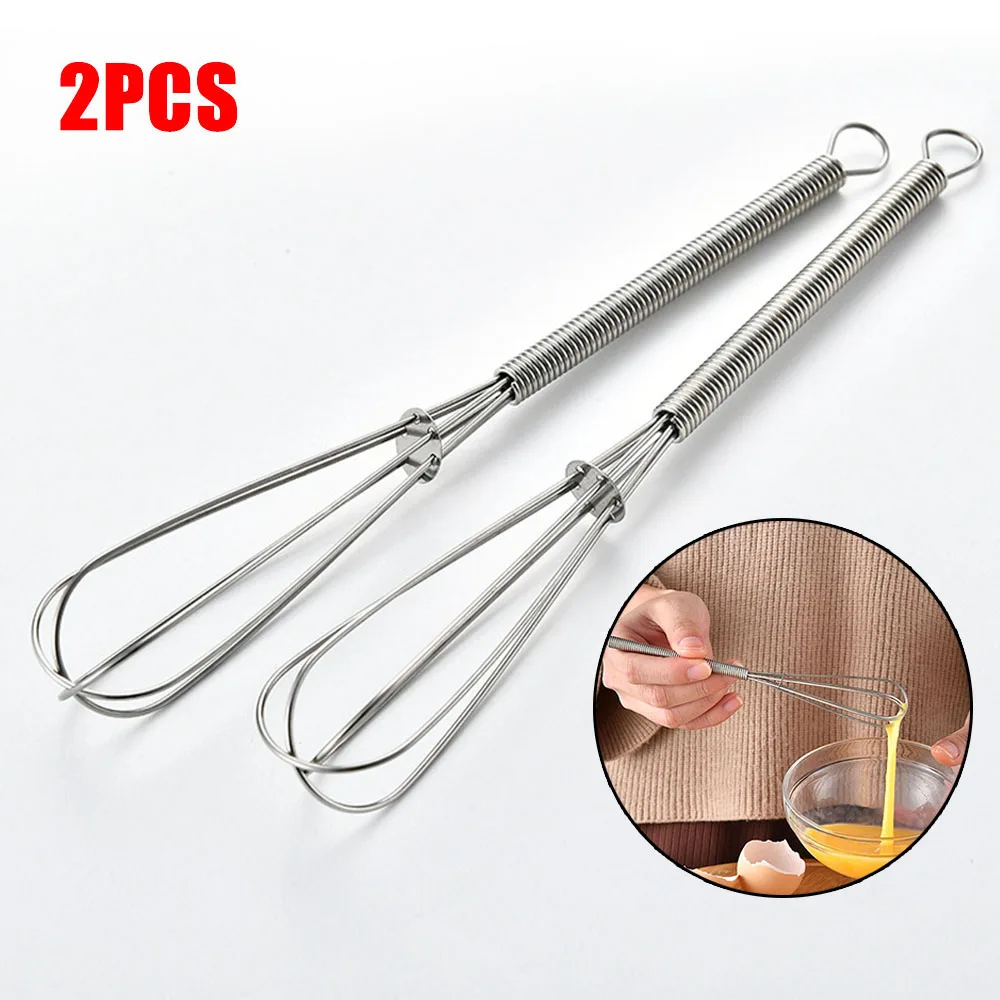 

2PCS Mini Small Stainless Steel Balloon Wire Whisk Set Whip Mix Stir Beat For Blending Whisking Beating Stirring Cooking Baking