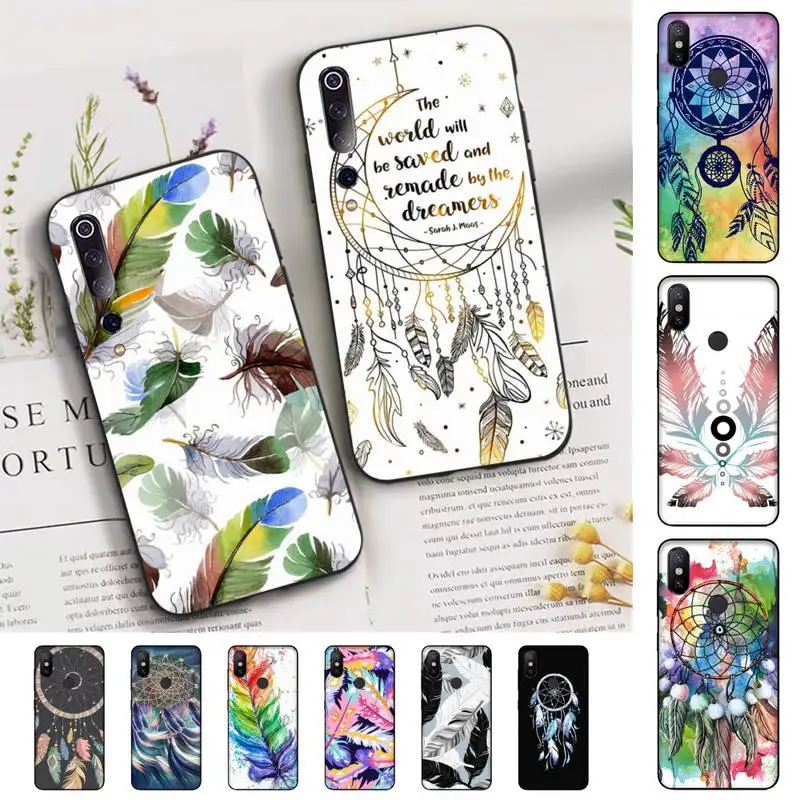 

feather Phone Case for Xiaomi mi 5 6 8 9 10 lite pro SE Mix 2s 3 F1 Max2 3