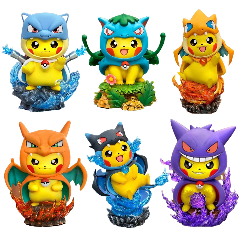 

4'' PVC Pokemon Anime Action Figure Kawaii Pikachu Cosplay Gengar Charizard Blastoise Venusaur Figurine Toys Room Decor Kid Gift