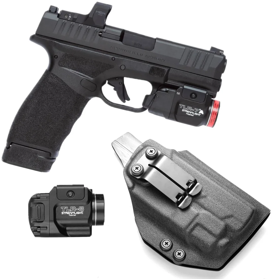 Фото Kydex кобура IWB для Спрингфилда Hellcat PRO с тактическим фонариком Streamlight TLR 7 TLR-8 TLR-8A светильник для скрытого ношения №3