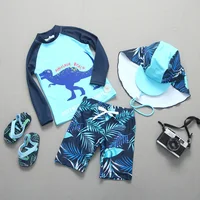 Cool Children's Swimsuit Boys Dinosaur Long-sleeved Sunscreen Quick-drying Bathing Suit Kid Swimming Suit Toddler Baby Swimwear