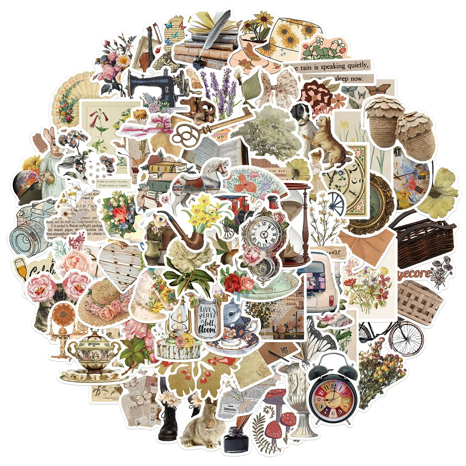 

10/30/50/100pcs Cartoon Vintage Stickers Retro Vsco Stickers DIY Diary Scrapbooking Laptop Phone Supplies Cute Craft Sticker