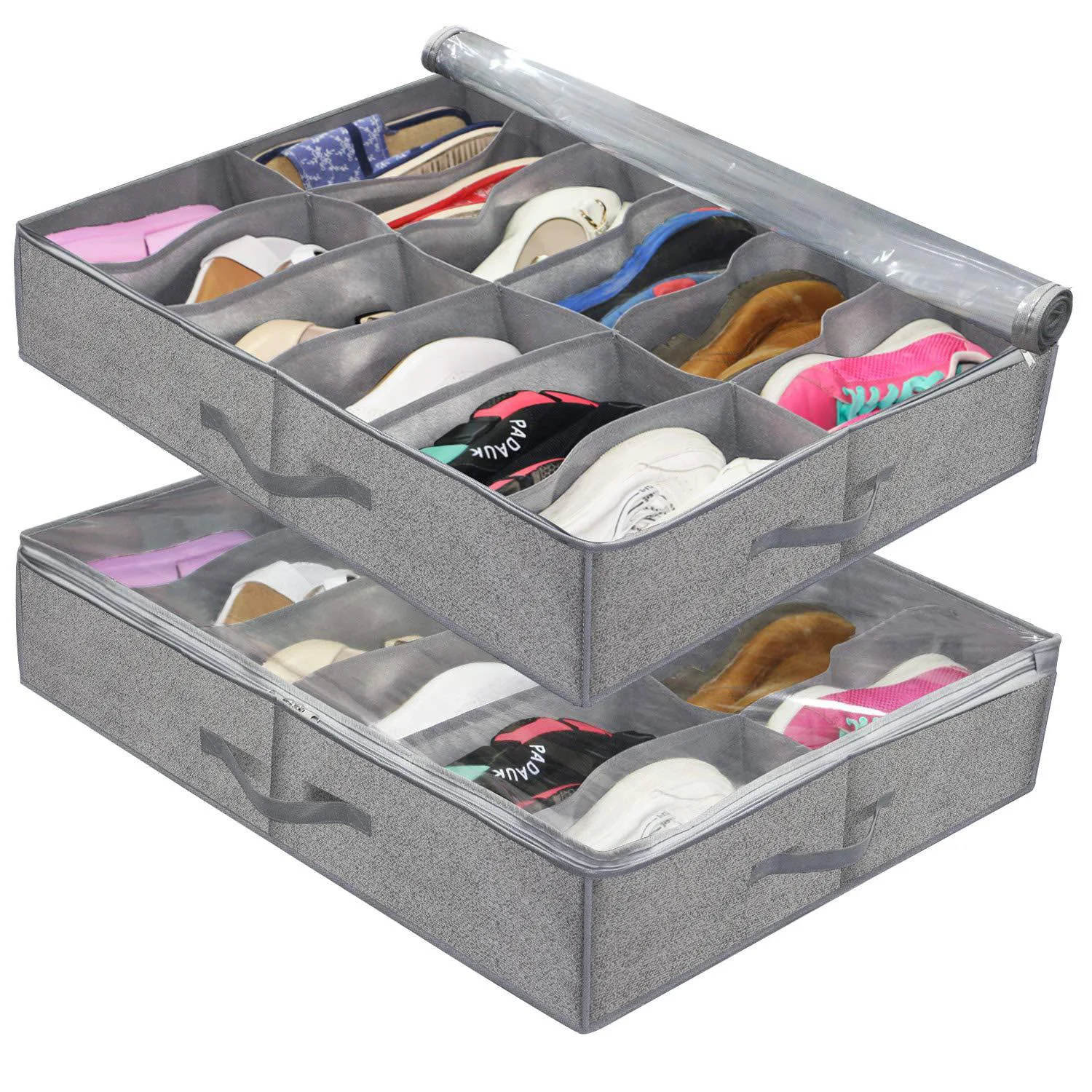 

Transparent Shoes Organizer Perfect For Under-bed Storage Non-woven Fabric