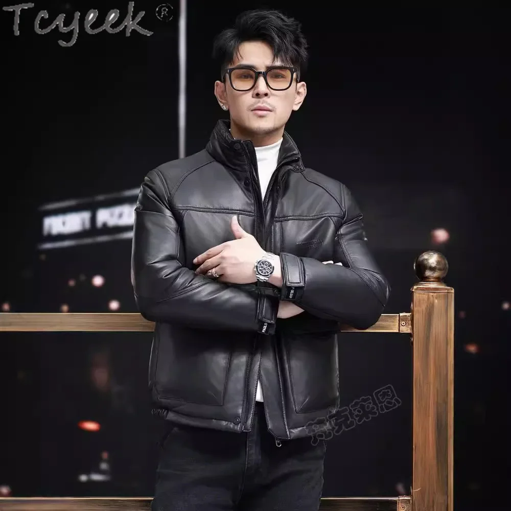 Tcyeek мужские куртки из натуральной кожи повседневная белая куртка на гусином пуху