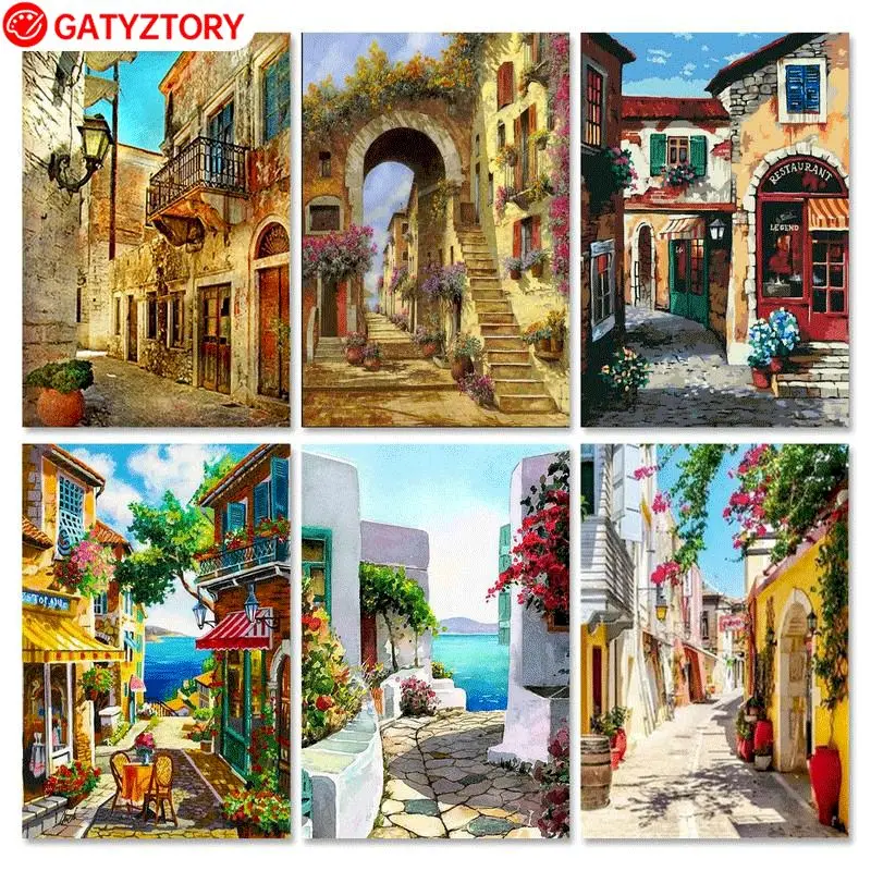 

GATYZTORY Acrylic Paint By Numbers For Adults Crafts street Scenery Diy Frame Picture Drawing Home Decoration Unique Gift Artwor