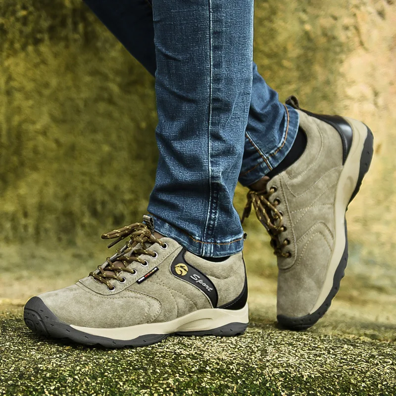 SALUDAS Hiking Shoes for Men Outdoor Camping Climbing Boots Common/plus Fur Model Hunting Trekking Shoes Work Sneakers Male