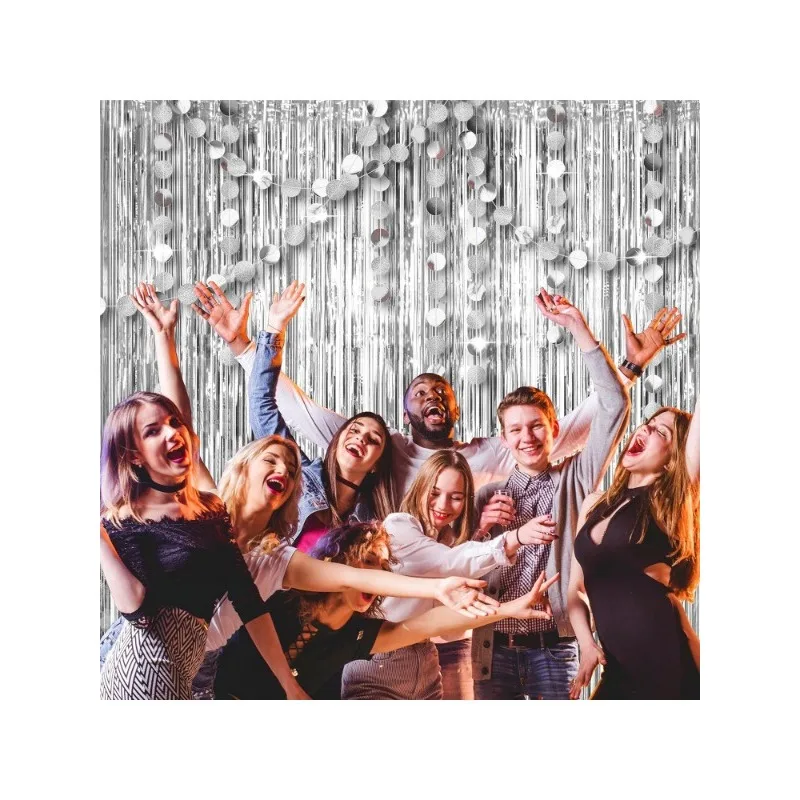 Серебряная бахрома мишура занавески фотообои украшения с Блестками Круг