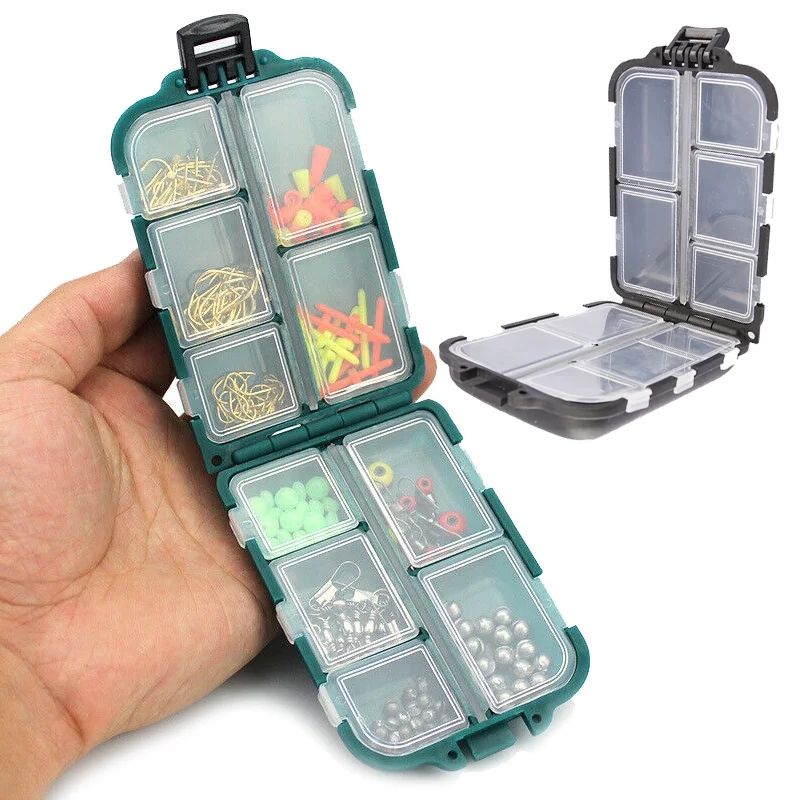 

10 Compartment Mini Storage Case Flying Fishing Tackle Box Fishing Spoon Hook Bait Storage Box Fishing Accessories Pesca