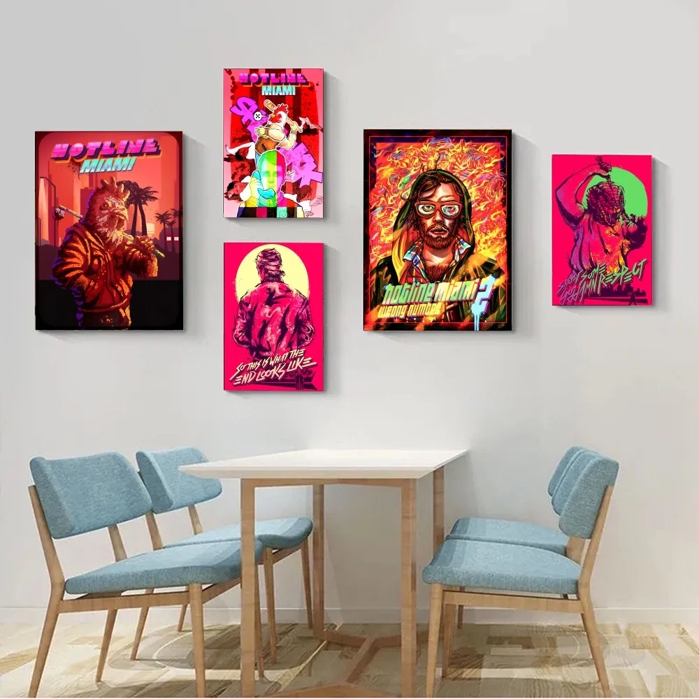 Горячая линия Майами аниме постер крафт-бумага винтажный настенная живопись