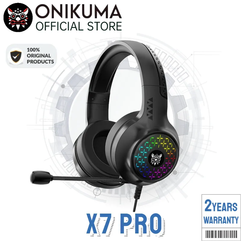 

Onikuma X7 PRO RGB Gaming Headset with Mic and Noise Cancellation Headphone Gaming with Led Light for Mobile Phone Laptop PS4