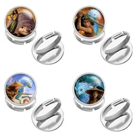 disney raya and the last dragon stainless steel photo glass cabochon ring adjustable gift j2130