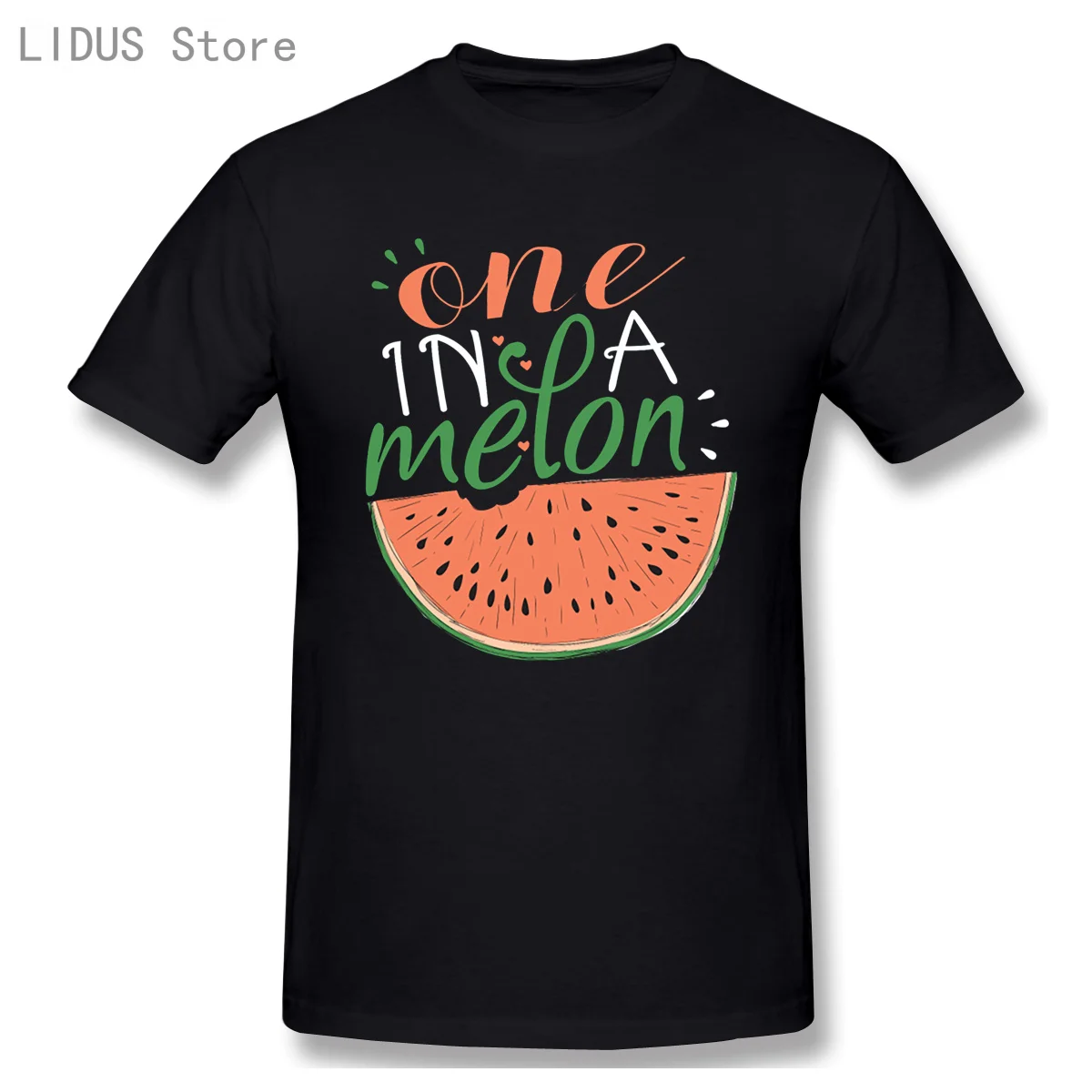 

Tops TShirt Men Watermelon One In A Melon Kawaii Inscriptions T Shirt Custom Male T-shirts Clothes Sweatshirt Tee