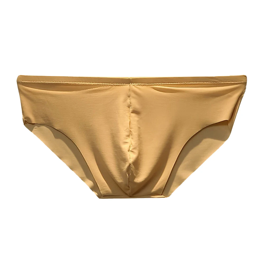 

Cool Ice Silk Underwear For Men Sexy Solid Seamless Briefs Elasticity Male Low-Rise Bikini Pouch Panties Ultra-thin Bikini Man