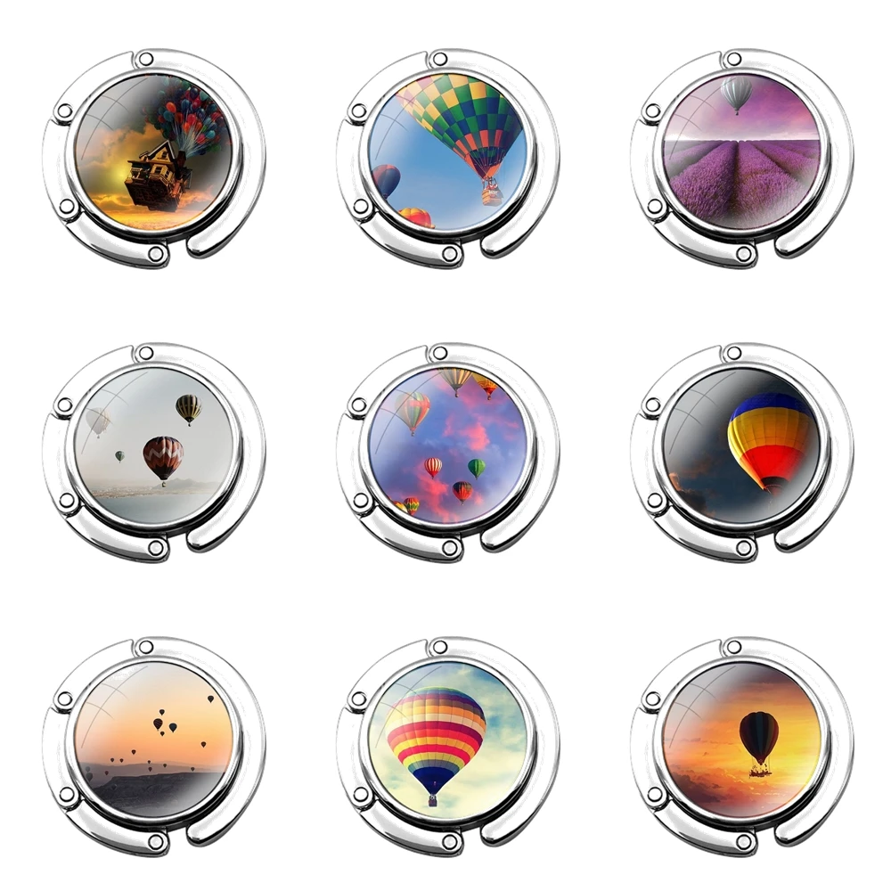 Складной крючок с воздушным шаром закатом небом вверх для женского стола сумка