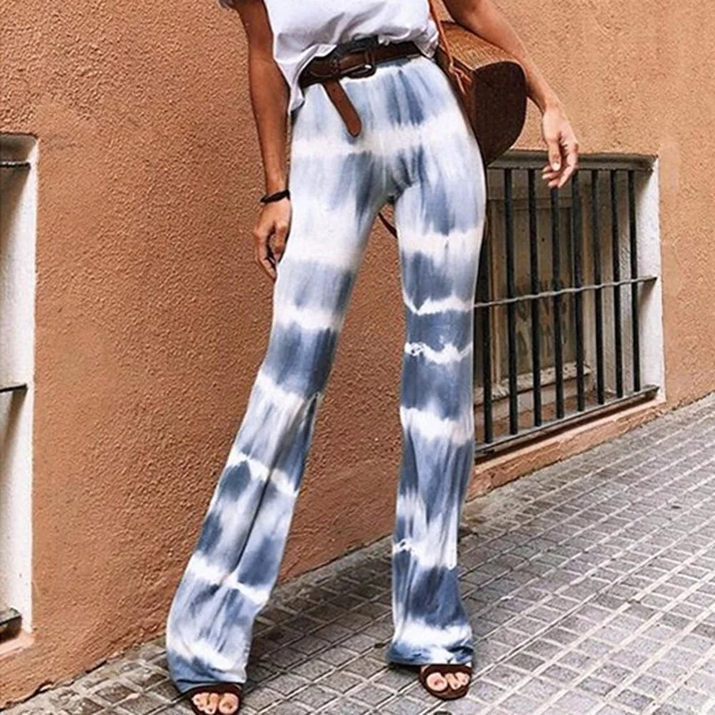 

Women's Stripe Camping High Waist Thin Casual Harem Pants 2021 Female New Arrival Fashion Casual Retro Print Flare Pants Korean