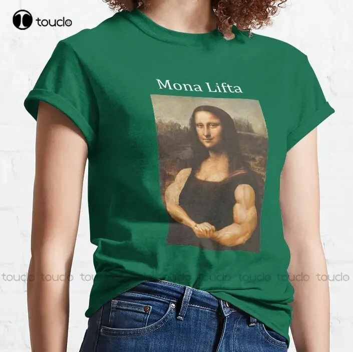 Mona Lifta Lisa Lifting Gym Working Out Health Muscles Funny Meme Classic T-Shirt Digital Printing Tee Shirts Custom Gift