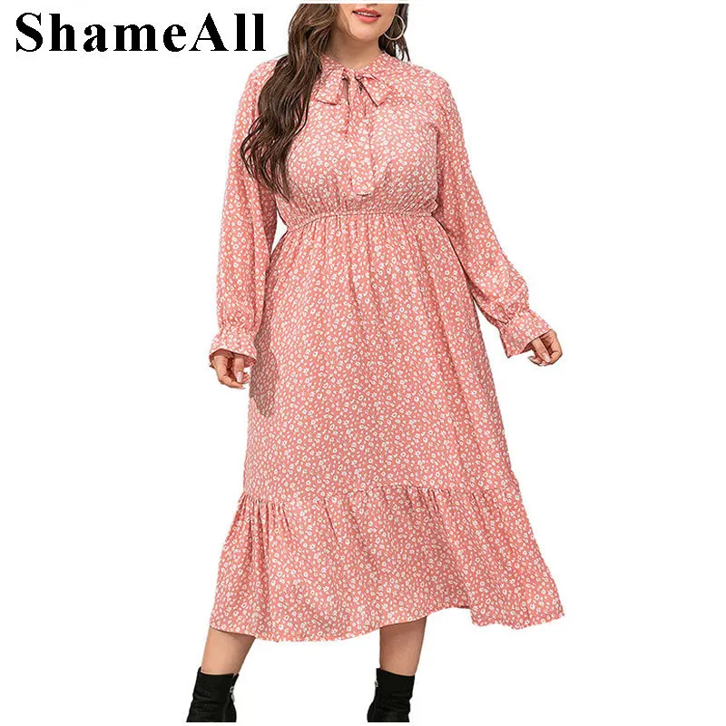 

Женское шифоновое платье в горошек, красное плиссированное платье трапециевидной формы с длинным рукавом и галстуком-бабочкой, с рюшами, мо...