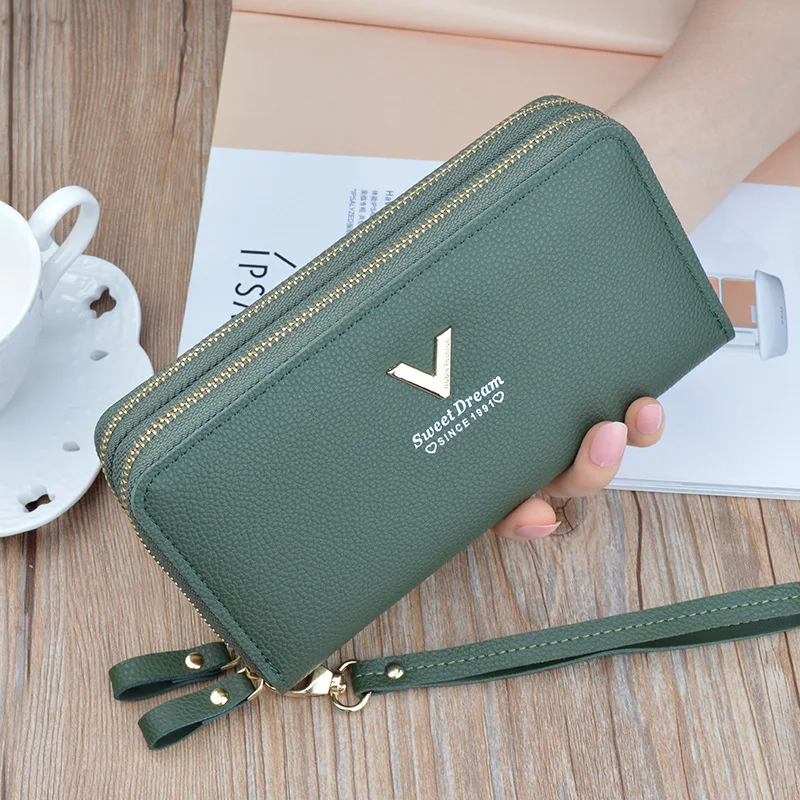 

Promotion Phone Purse Women Wallet Big Female Purse Leather Brand Retro Ladies Long Woman Wallets Card Clutch Double Zipper