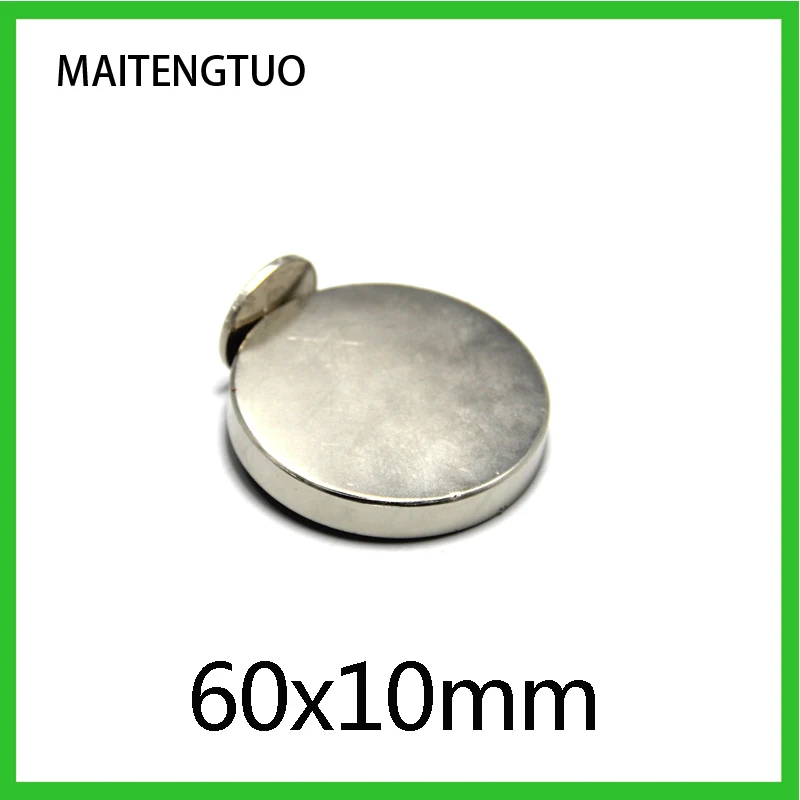 

1/2PCS 60x10mm NdFeB Super Powerful Strong Magnetic 60mmx10mm N35 Permanent Neodymium Magnets 60x10 mm Big Round Magnet 60*10 mm