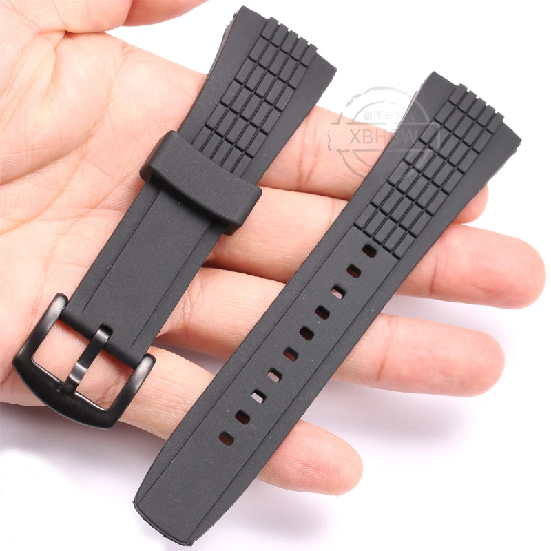 Watch Accessories Suitable For Seiko SPC007 SRH006 Black Silicone Sport Waterproof Wristband 26mm Men's Rubber Watch Strap