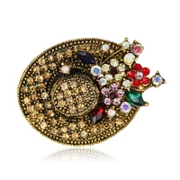 tulx vintage sunhat brooch pins colorful crystal rhinestone hat brooches for women coat sweater jewelry gift