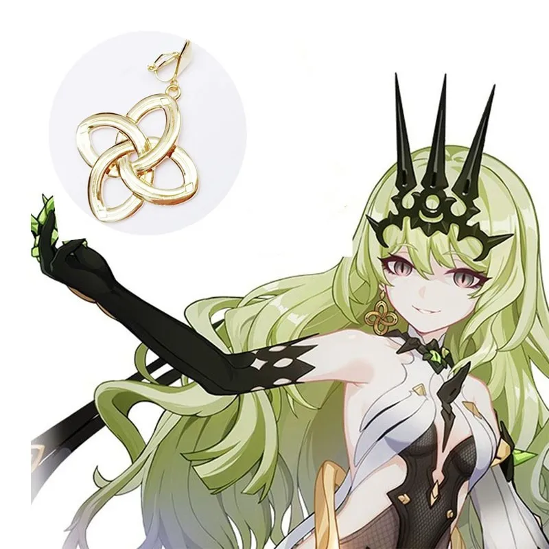 

Game Honkai Impact 3 Earrings Mobius Dangles Ear clip Cosplay Jewelry Prop Women Girls Fans Gift