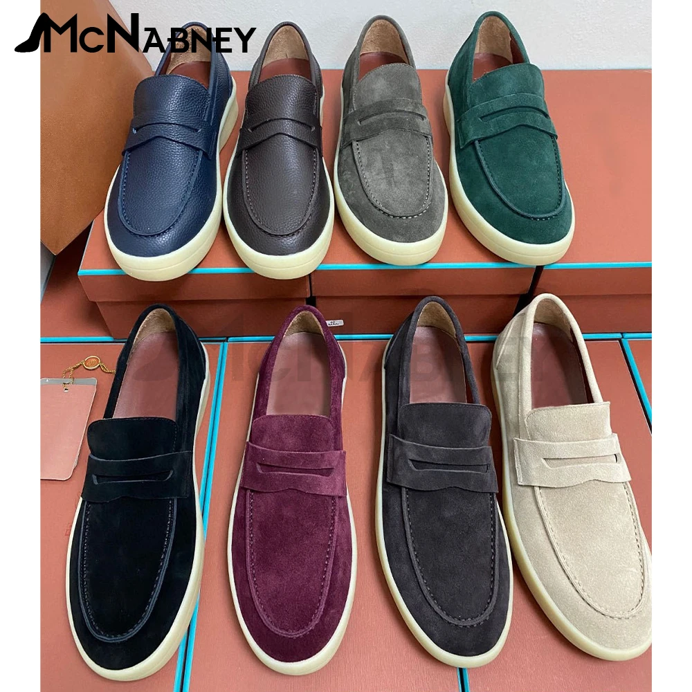 

Leather Loafers Suede Loafers Slip-On Flat Men Women Elegant Dress Shoes Fashion Multicolor Shoes Round Toe Flat Driving Shoes