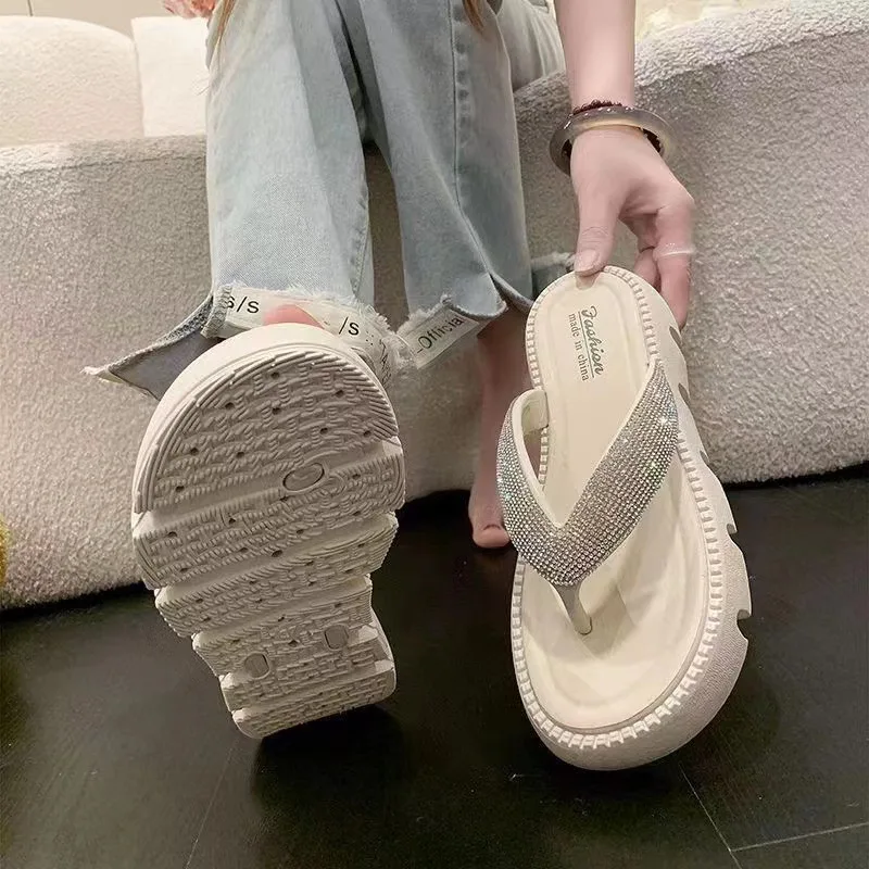 Women Slippers 2023 Summer Thick Bottom Beach Sandals Casual Home Fashion Flip Flops Indoor and Outdoor Bathroom Non-slip Shoes