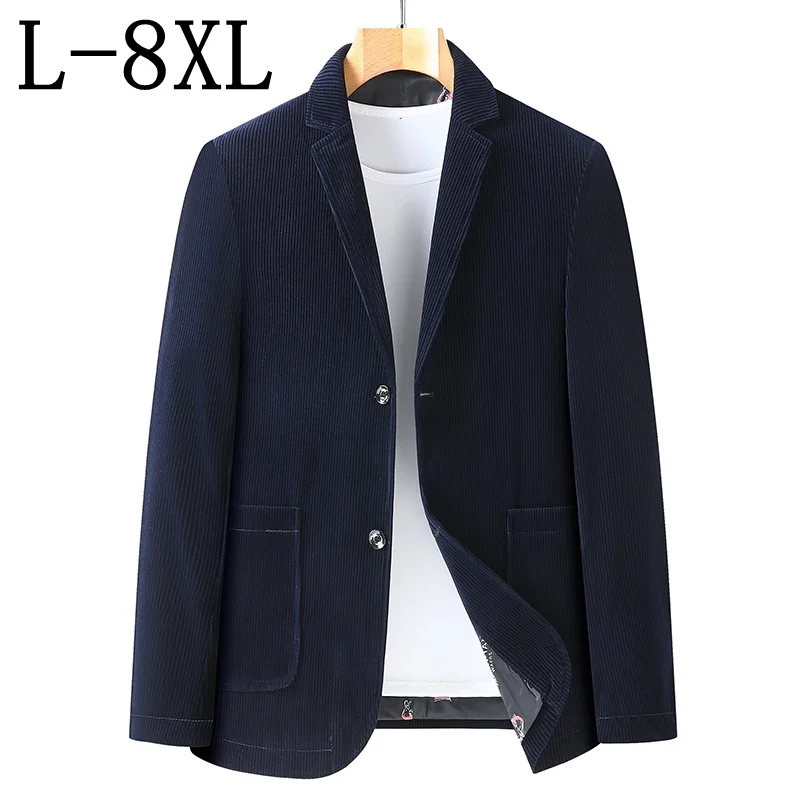 

7XL 8XL 6XL New Classic Solid Color Corduroy Blazer Business Suit Jacket Casual Loose Jaqueta Masculina Men Clothing