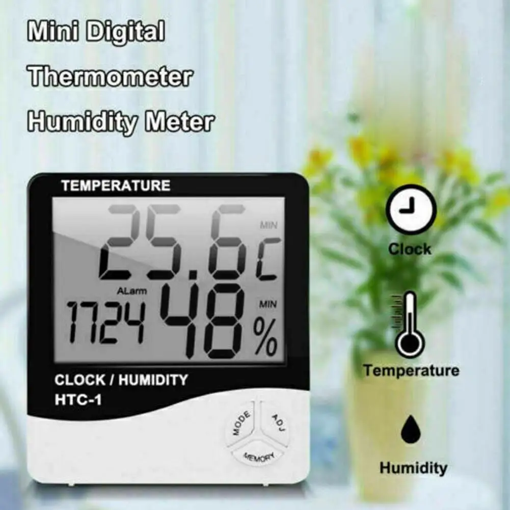 

1pcs Mute Lcd Digital Display Temperature Humidity Gift Alarm Meter Function 2022 Clock Hygrometer Thermometer With Electro U5e2