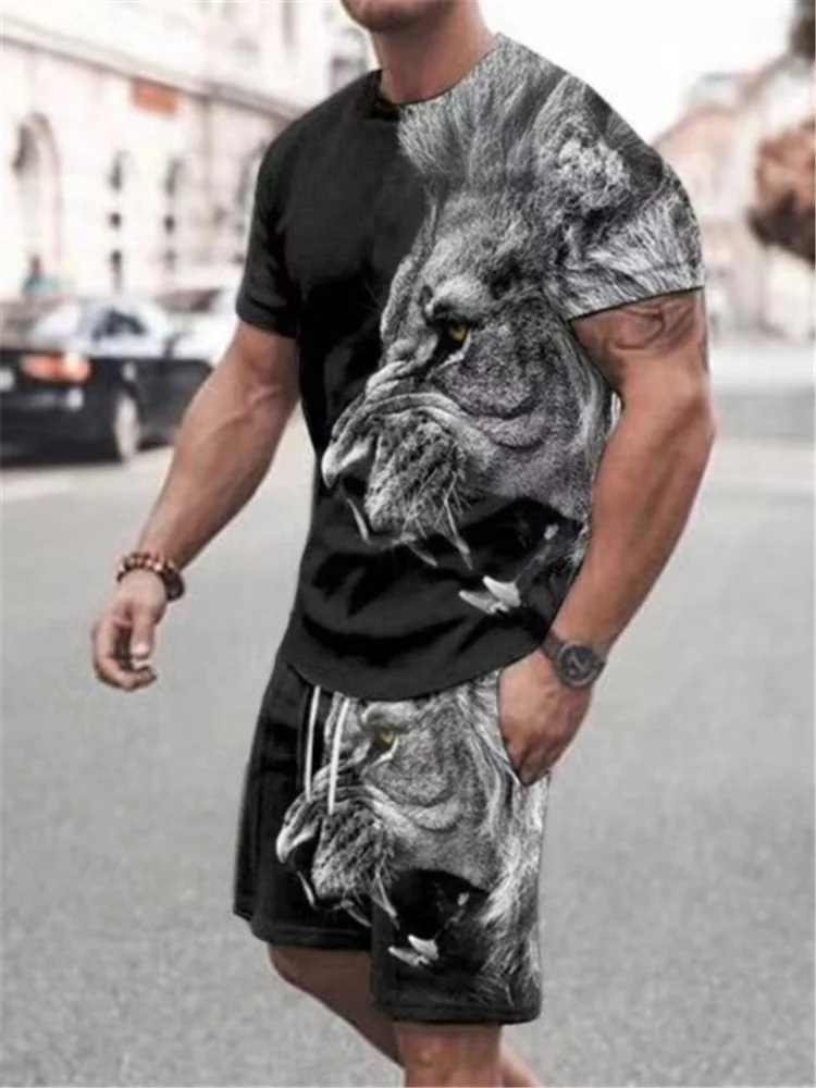 2022 New Summer Streetwear Men's Set Sportswear Men's Oversized Clothes 3D Printed T-Shirts Shorts Men's Clothing Fashion Sets