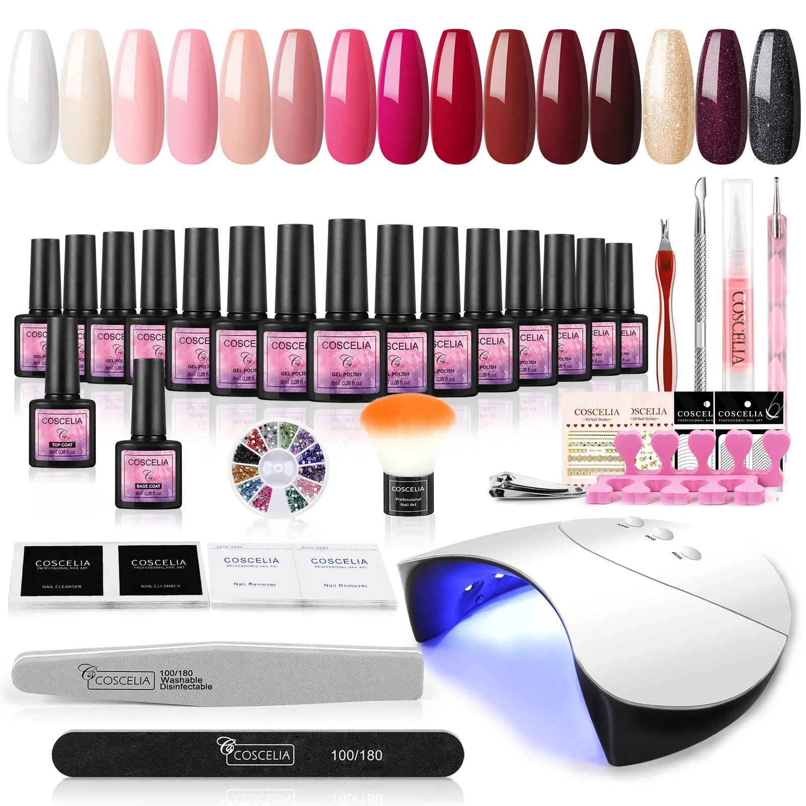 

Nail Set With Nail Gel Polish Kit Nail UV LED Drying Lamp Semi-Permanent Varnish Nail Stickers Nail Art Design Tool Manicure Kit