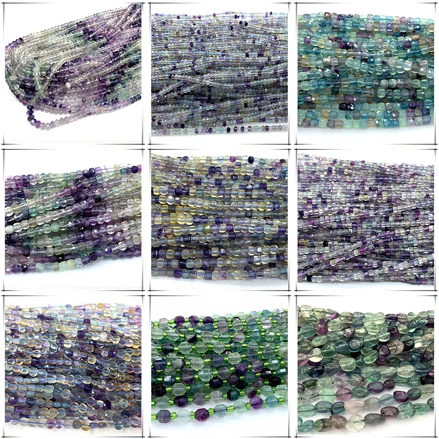 

Icnway natural fluorite round square rondelle baroque 39-40cm beads for jewelry making wholesale