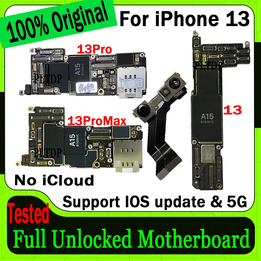 Sbloccato in fabbrica per iPhone 13 Pro max supporto per scheda madre aggiornamento ios e scheda logica completamente testata originale 5G 100% con/No Face ID