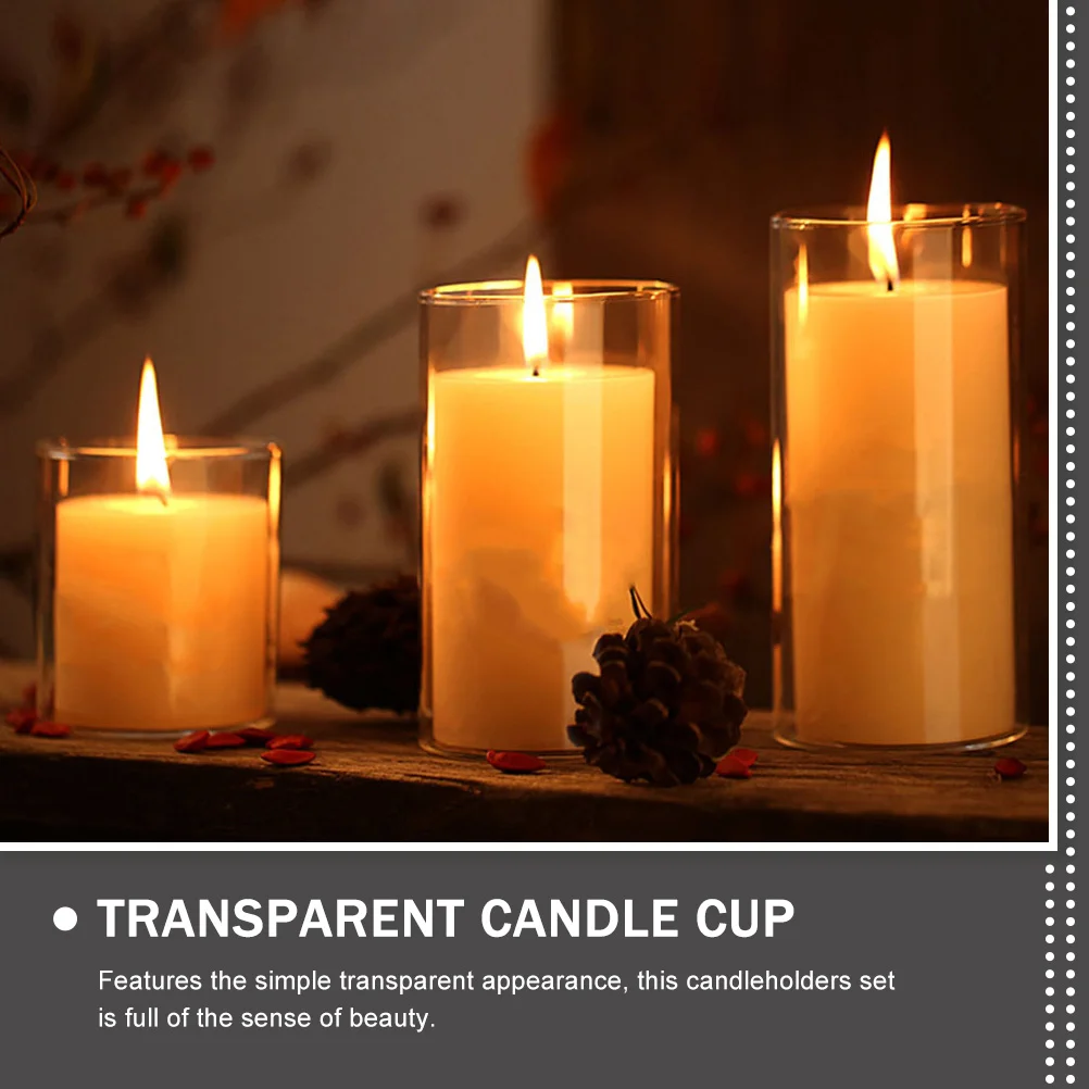 

Transparent Jar Scene Layout Candleholder Cup Clear Table Adornment Small Glass Holders Simple Style Container Taper