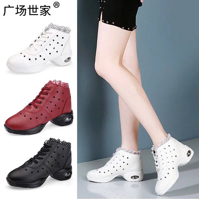 

Ballroom Summer Square Dance Shoes Female Soft Soles Medium High Heels Adult Middle-aged And Old People Four Seasons Training