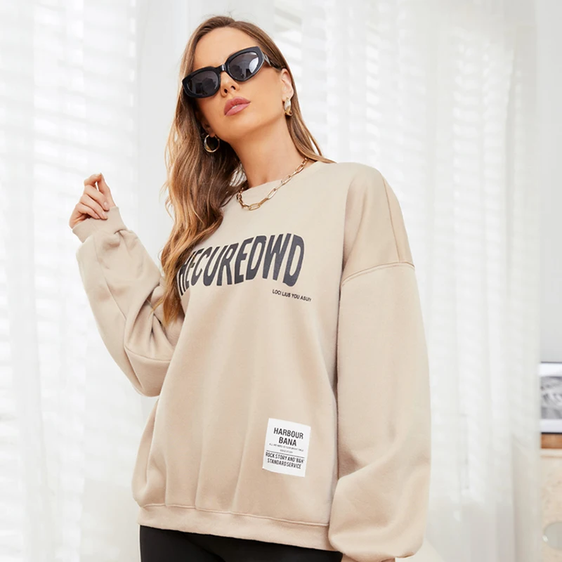 

Oversized Crewneck Sweatshirt Winter Autumn Korean Vintage Y2K Clothes Designer Brown Pullover Streetwear Sweatshirts Women 2022