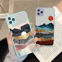 aesthetic art hand painted pattern mountain scenery phone case for iphone x xr xs 7 8 plus 11 12 13 pro max 13mini