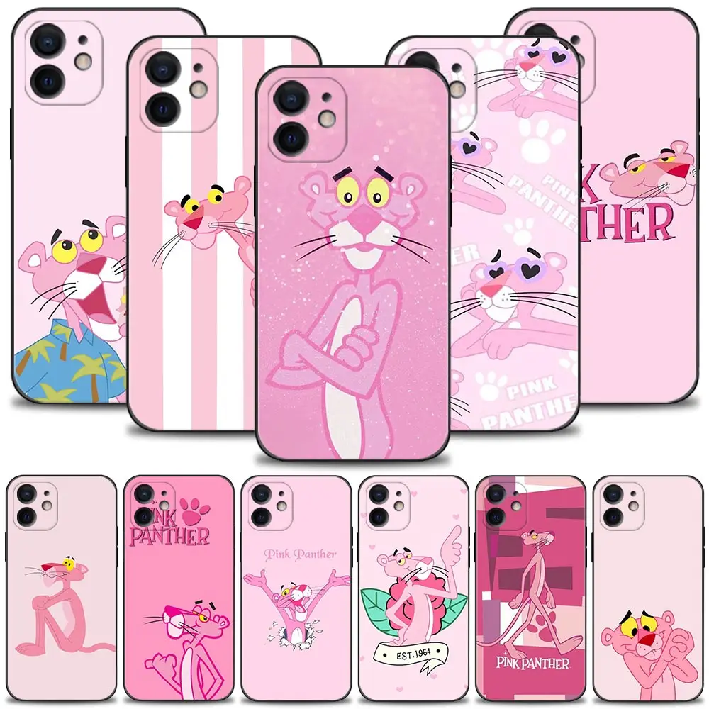 

Phone Case For iPhone 14 13 12 11 Pro Max XS Max XR X 8 7 6 6S Plus SE Silicon Bumper Cartoon Pink Panther Animal Back Cover