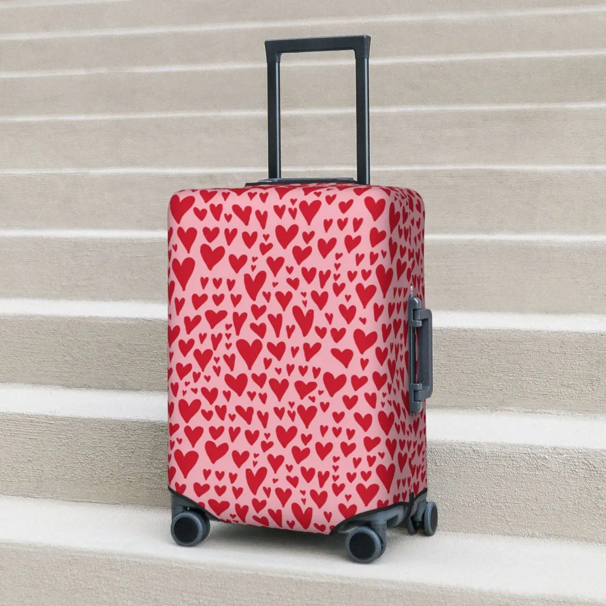 

Hearts Core Suitcase Cover Holiday Valentine's Day Strectch Luggage Case Cruise Trip Protection