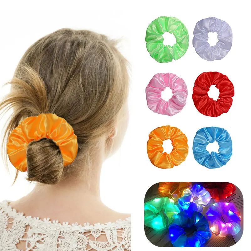 

LED Luminous Hair Ring Women Elastic Hair Ties Head Rope Holiday Bracelet Bar Rubber Band Hair Rope Rubber Band Hair Accessories