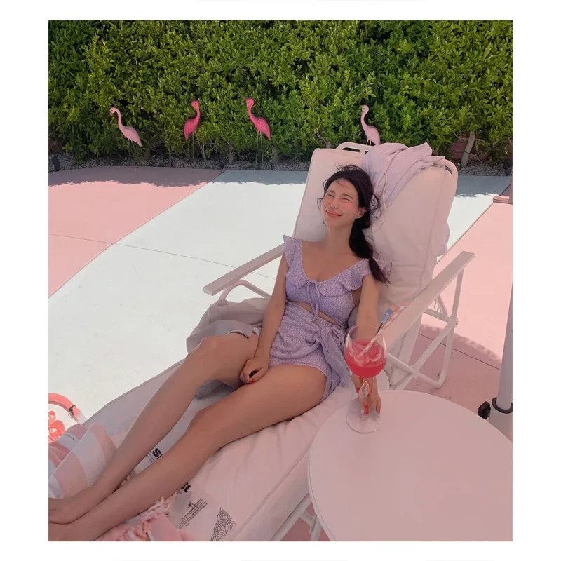 2024 розовый цельный купальник с цветочным принтом женский сексуальный мягкий